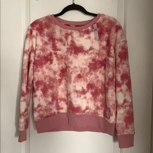 Justice Pink Tie-Dye Fleece Crewneck